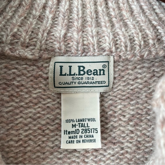 LL BEAN 100% Lambswool Henley Knit Sweater Men’s M Tall Cream Beige Fisherman - Picture 3 of 5